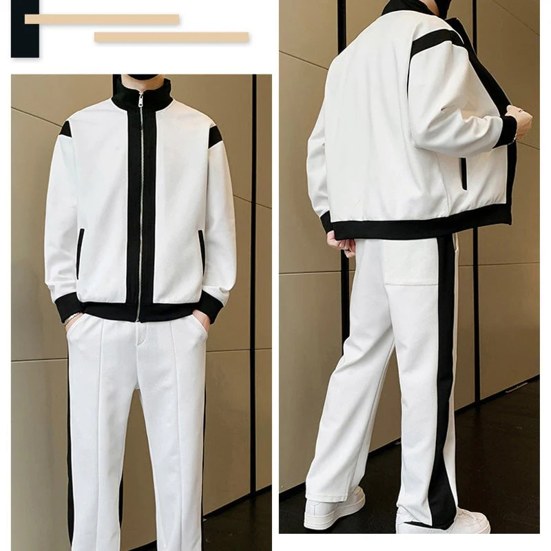 Men's Outfit Casual 2 Piece Contrast Sports Jogging Tracksuits Set TS1-W
